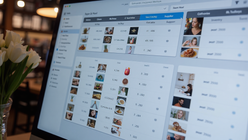 电商平台系统界面，现代化设计，包含商品列表和购物车功能，浅色主题，显示多种商品分类和搜索功能